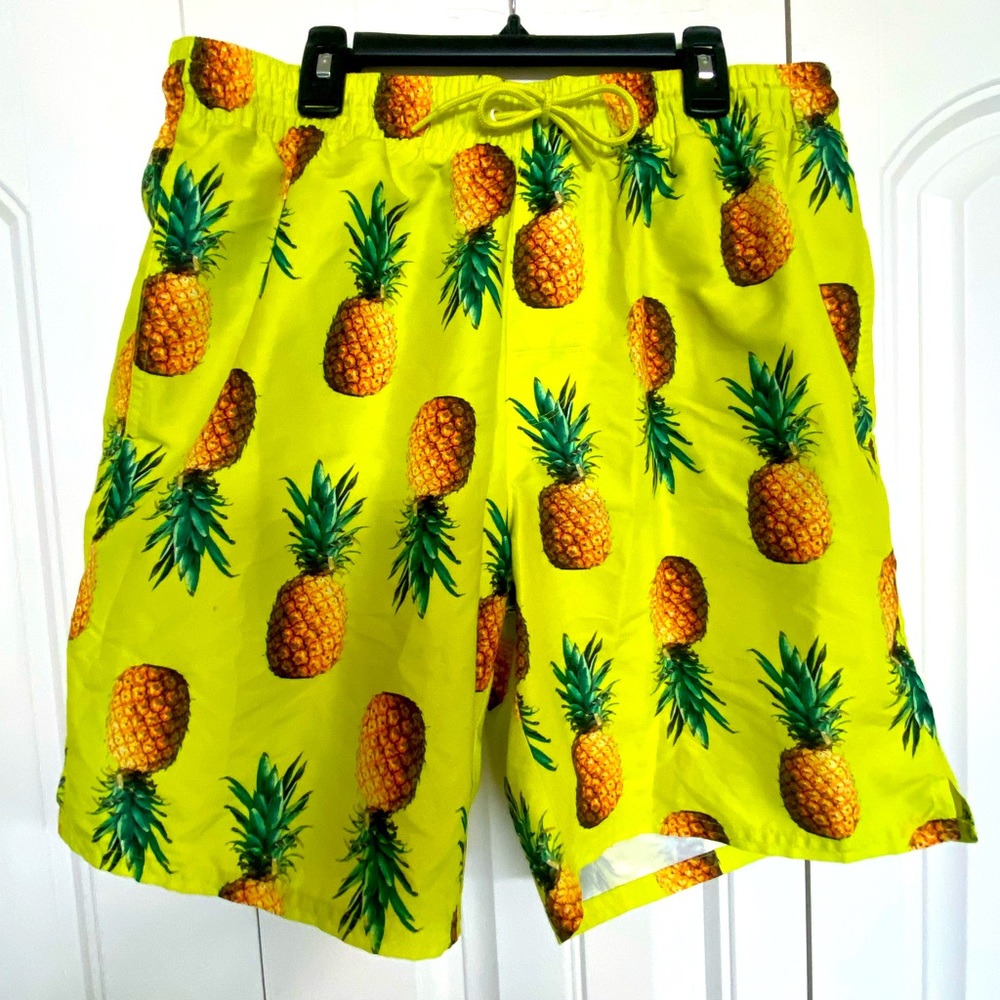 Men’s Old Navy Swim Trunks, Pineapples, Size Medium